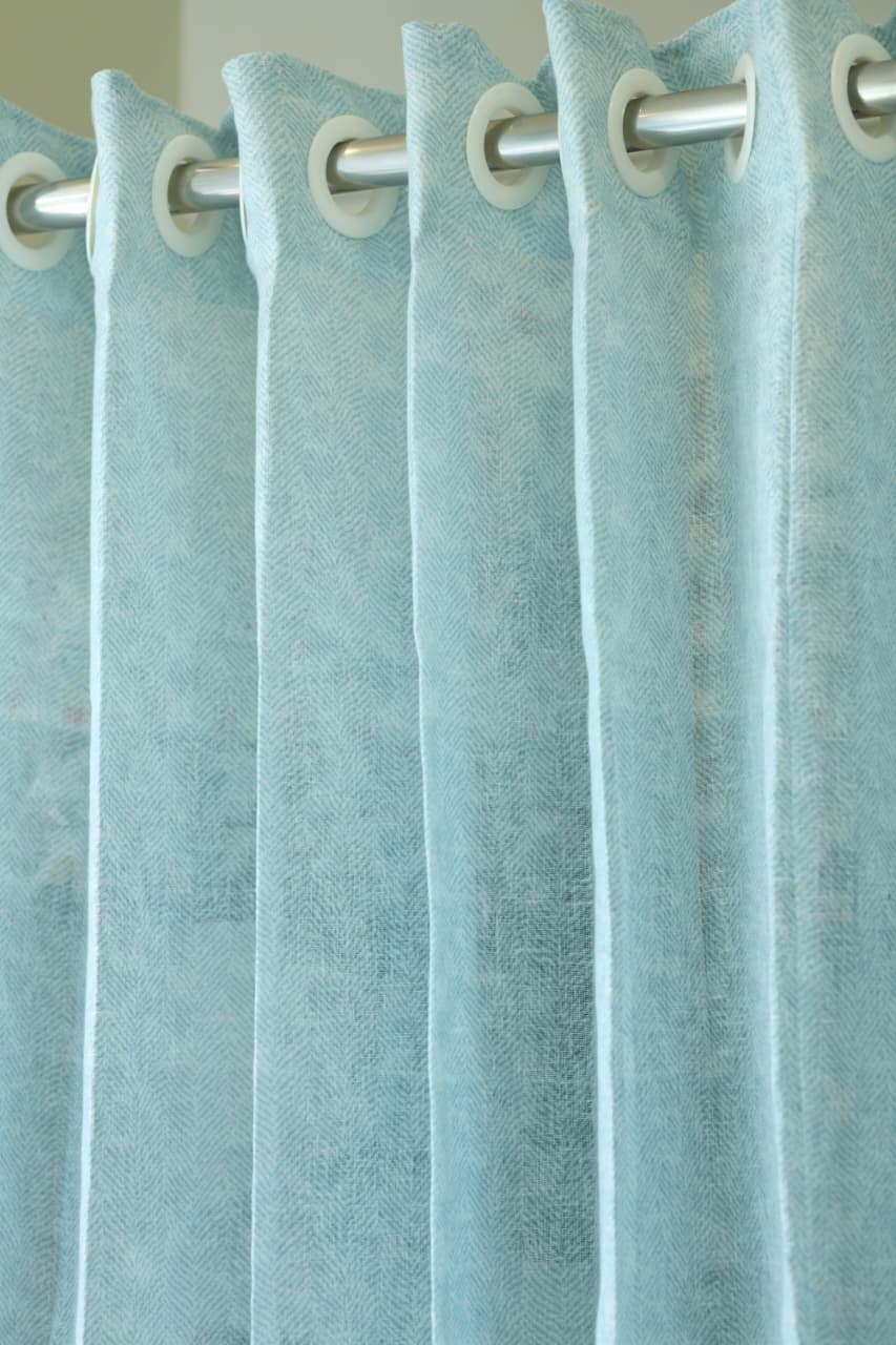 Amethyst Sheer Curtain – Semi Transparent Herringbone print
