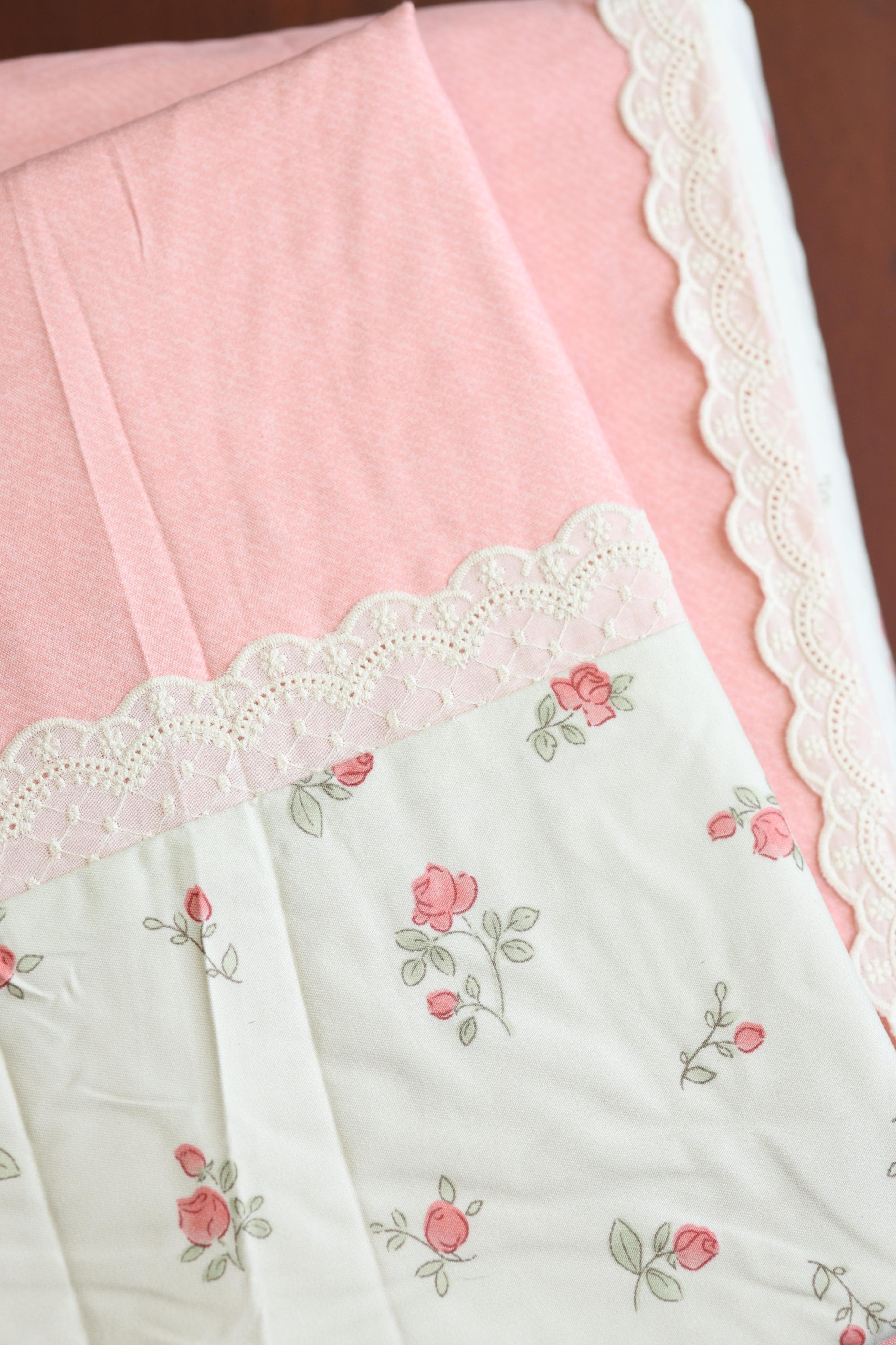 Bedsheets - Premium King soft cotton floral designer lace bedsheets Ruffles