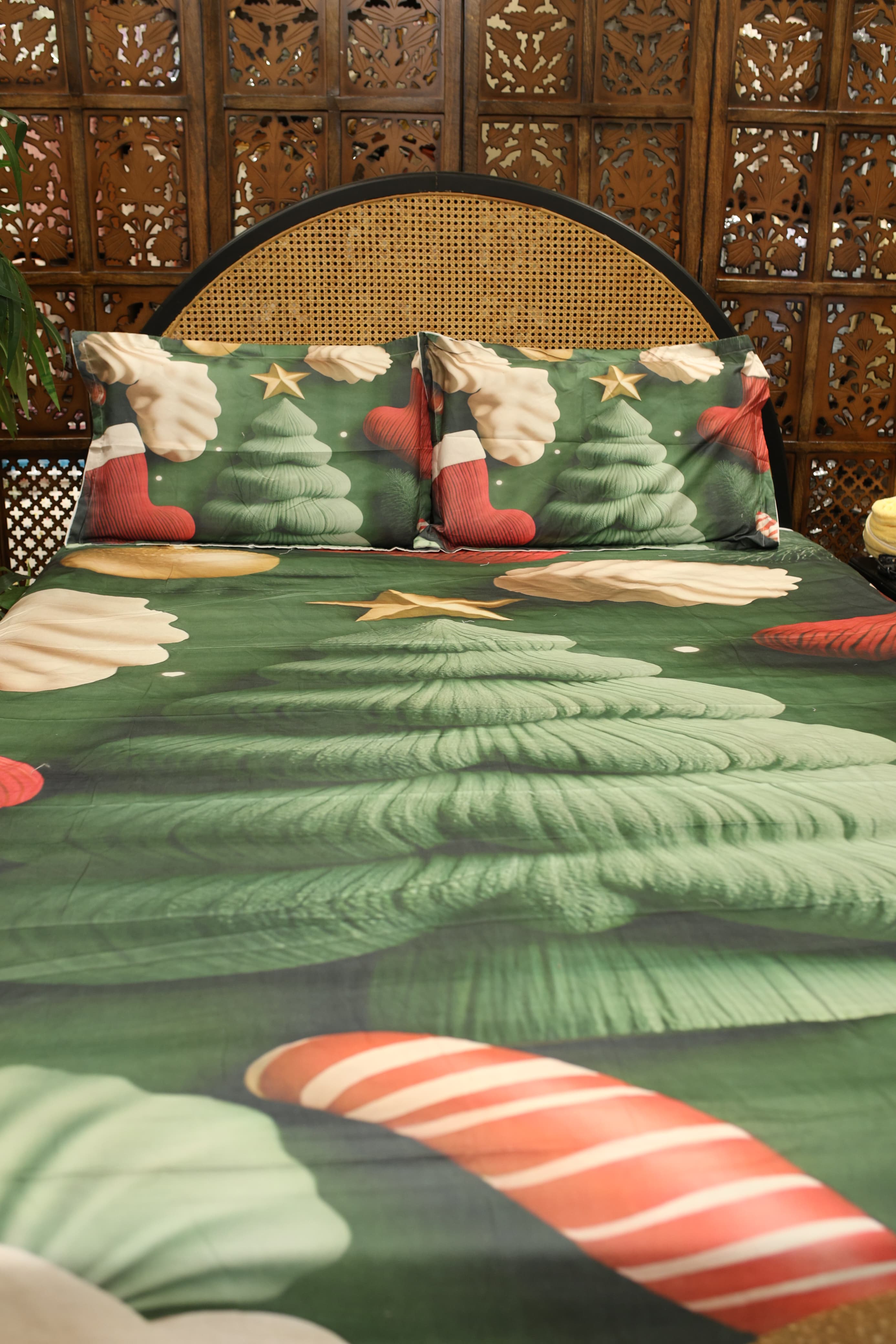 Christmas 7D Panel Print King Size Bedsheet Set - Xmas edition