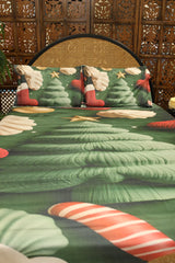 Christmas 7D Panel Print King Size Bedsheet Set - Xmas edition