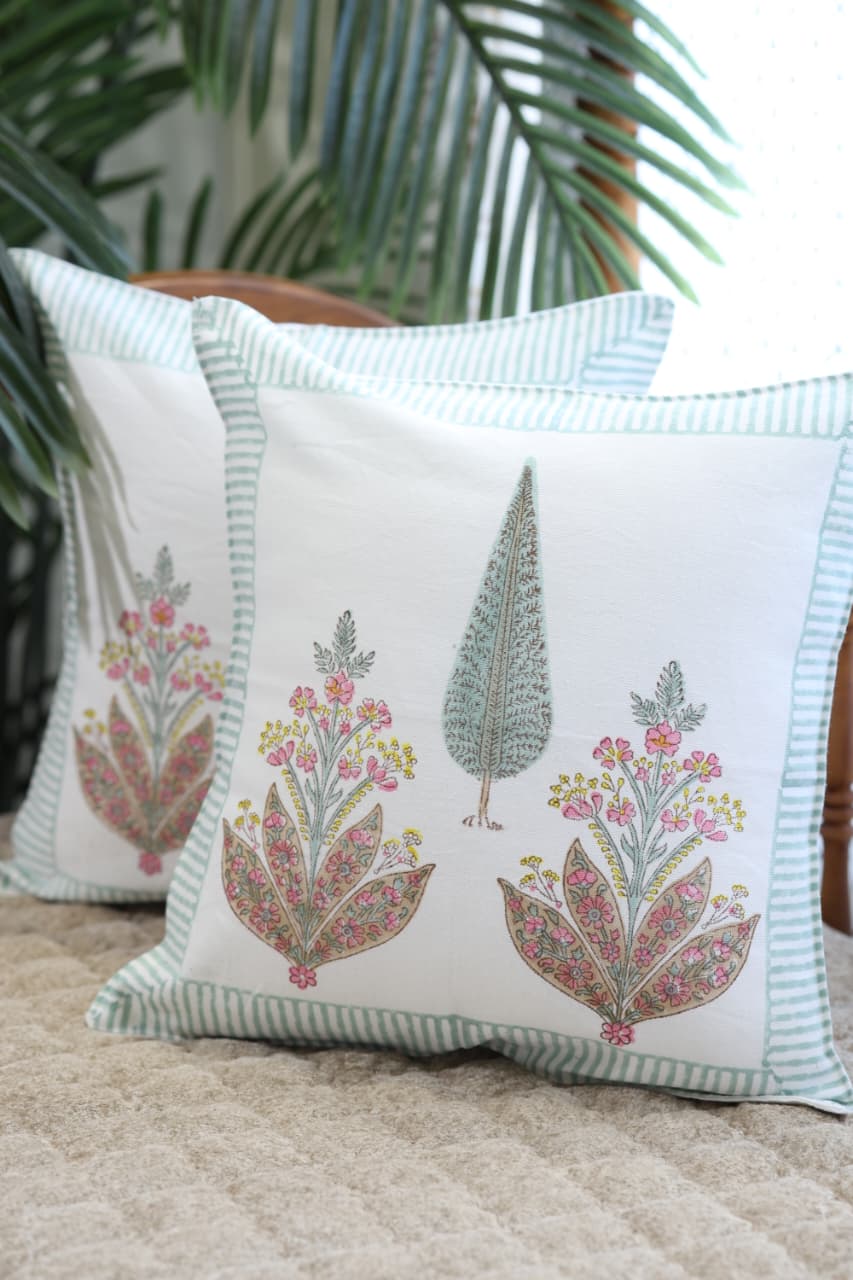 Handblock cushion cover 16×16 inches