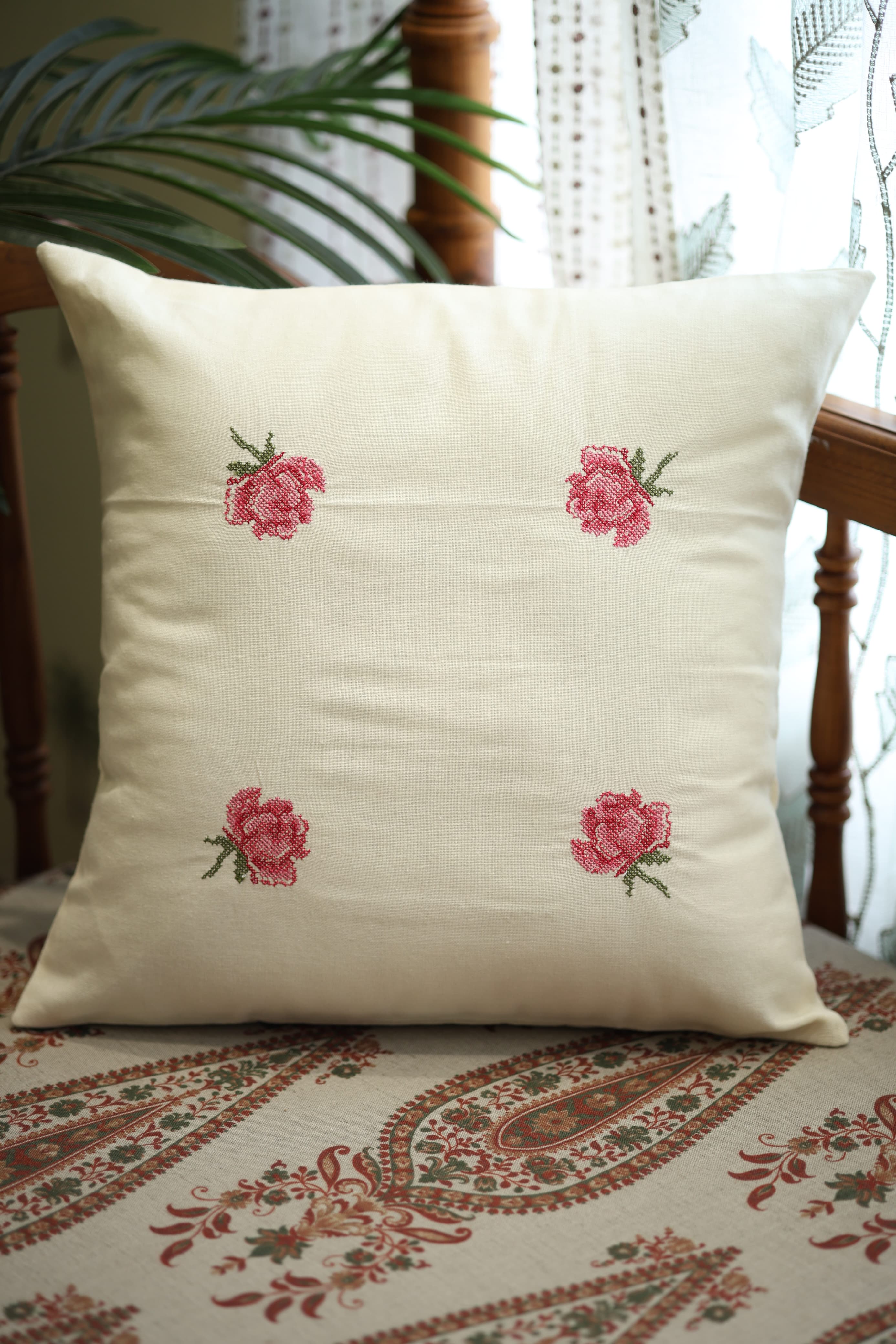 Cushion covers - 16*16 inches cross stitch embroidery