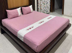Bedsheets - King premium machine embroidery bedsheets lace bedsheets