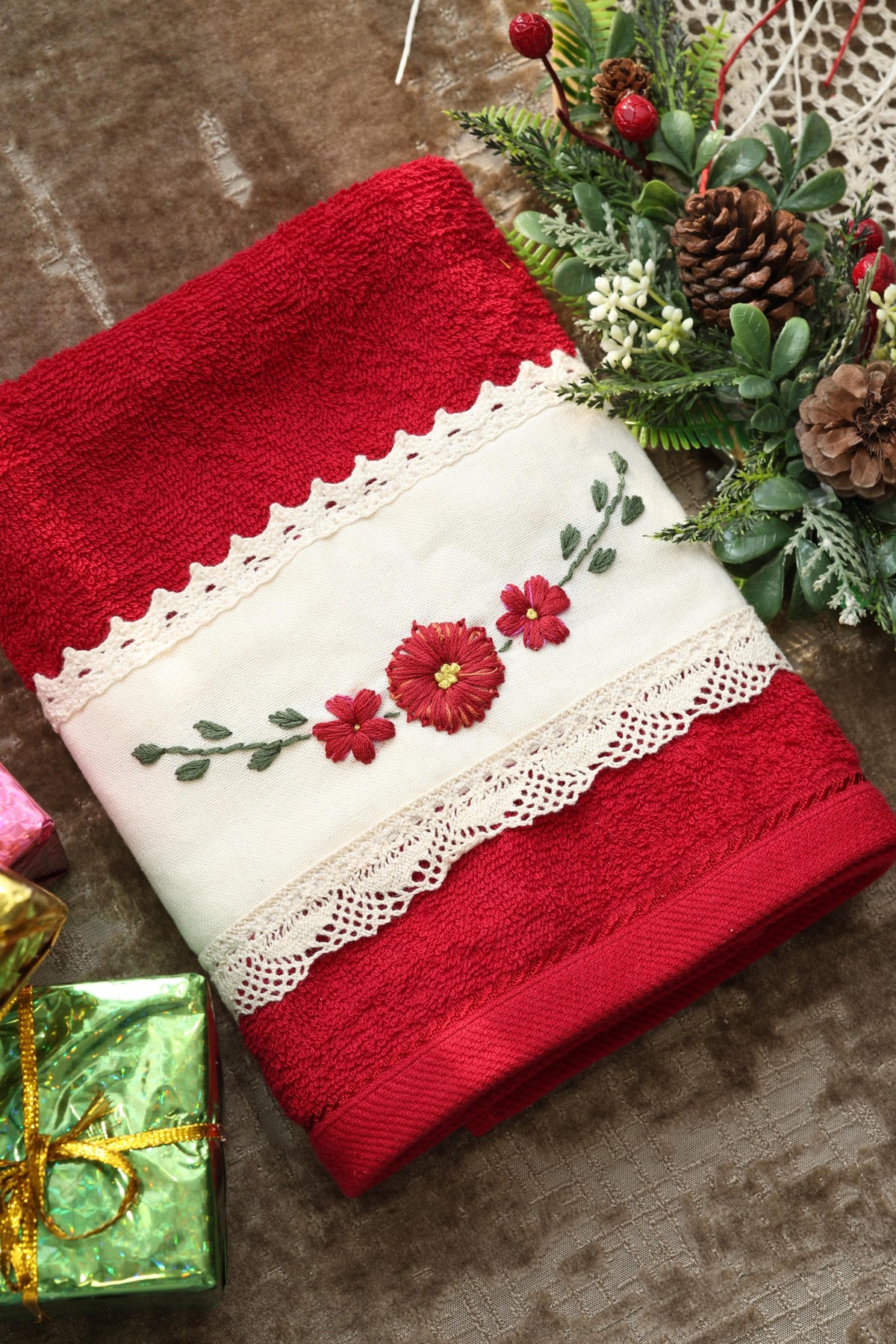Towels : Embroidery Turkey towels Xmas edition