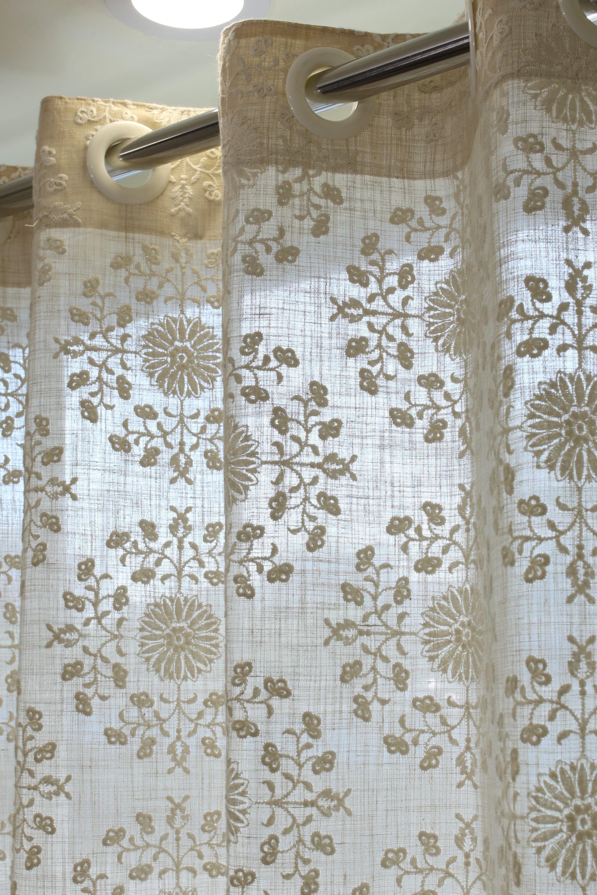 Curtains - Premium embroidery designer curtains semi Transparent/sheer vedic prebooking