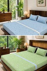 Bedsheets - King premium machine embroidery bedsheets (light blue)