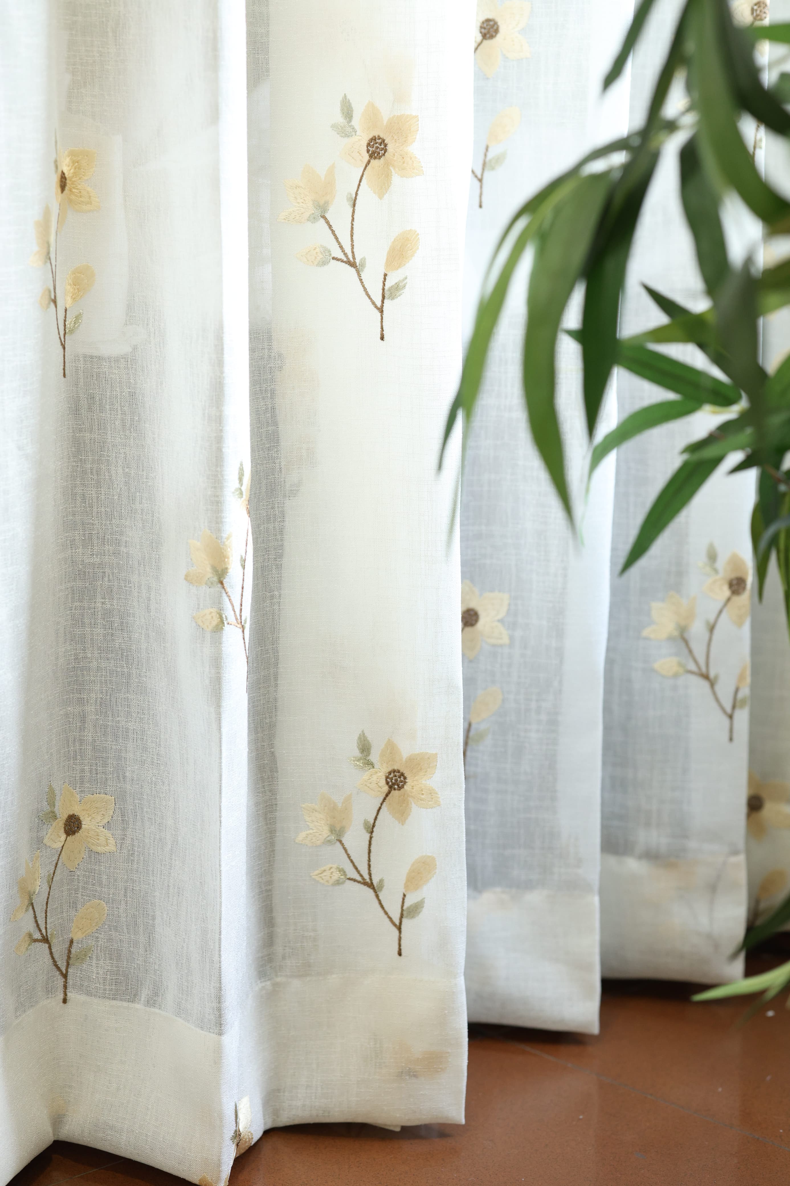Marigold Embroidery Sheer Curtain