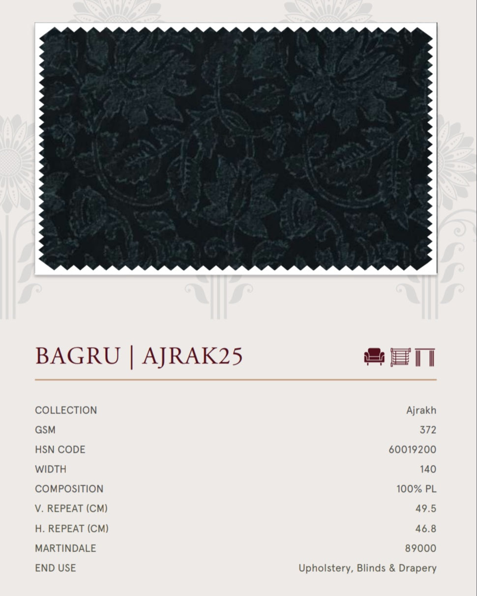 Upholstery fabrics -Ajrakh(Bagru)