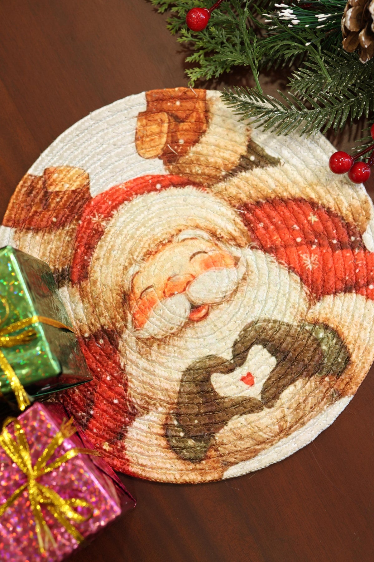 Heart Hands Santa Printed Coaster