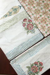 Bedsheets - King percale cotton handblock white lily  bedsheets