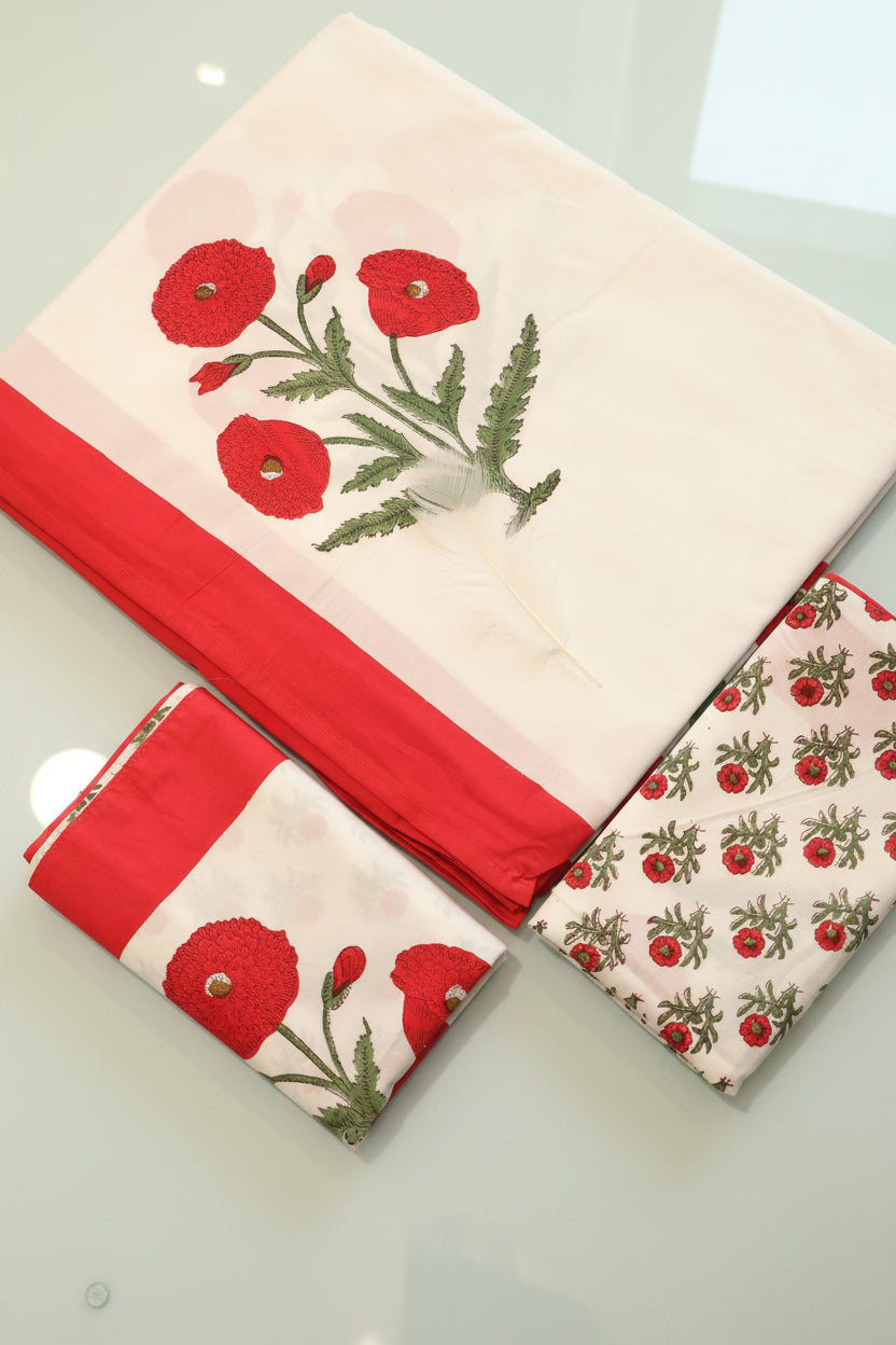 Bedsheets - King Percale cotton handblock bedsheets