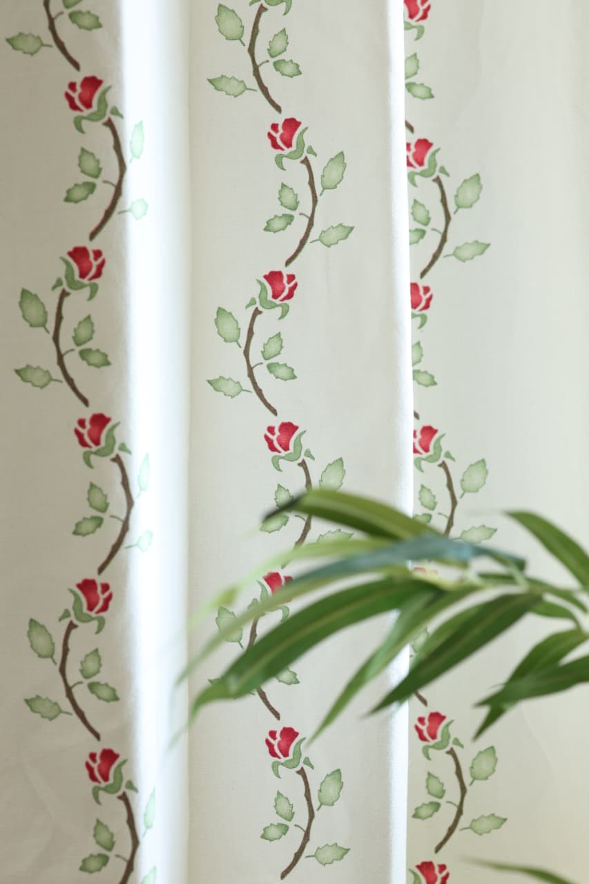 Curtains - Rose Vine Printed Opaque Curtain