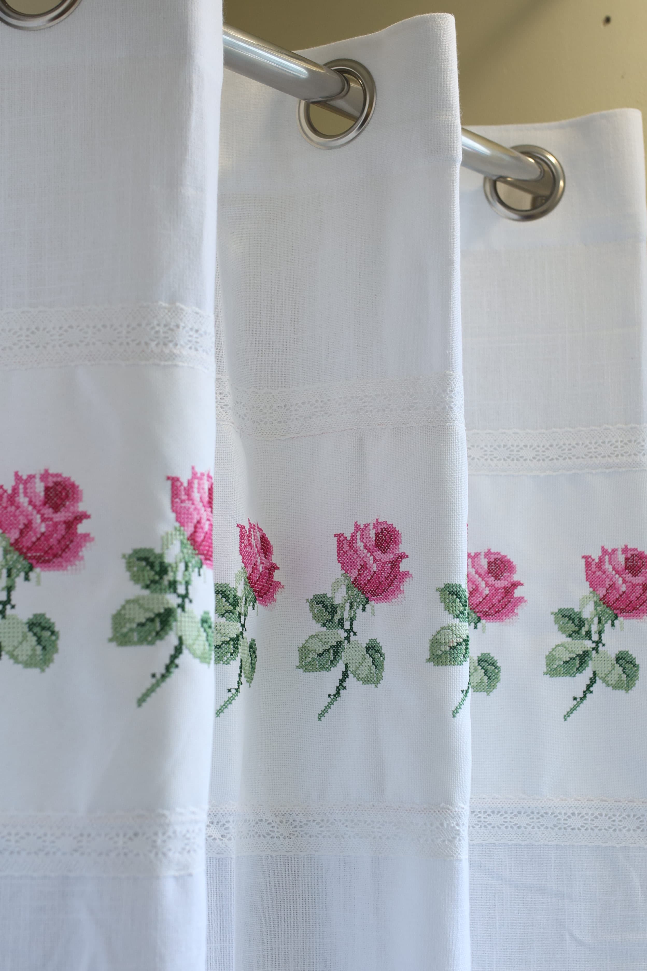 Curtains - Premium Cross Stitch Embroidery Opaque Curtain Charlotte Rose curtains