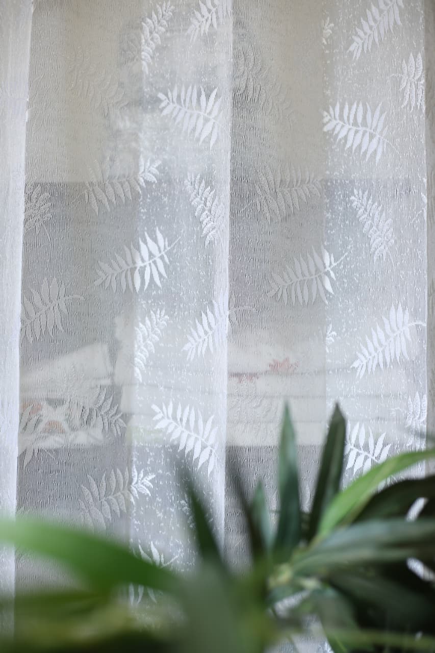 Curtains -Embroidered Sheer curtains white colour