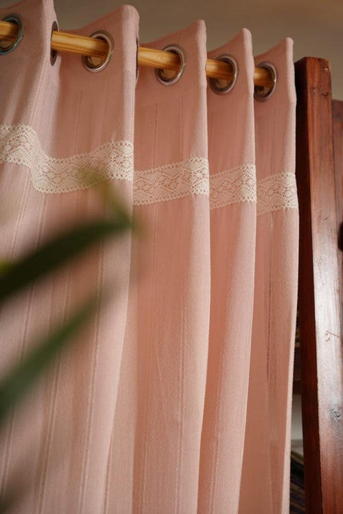 Curtains - Sheer curtains plain with stripes and lace prebooking (description )