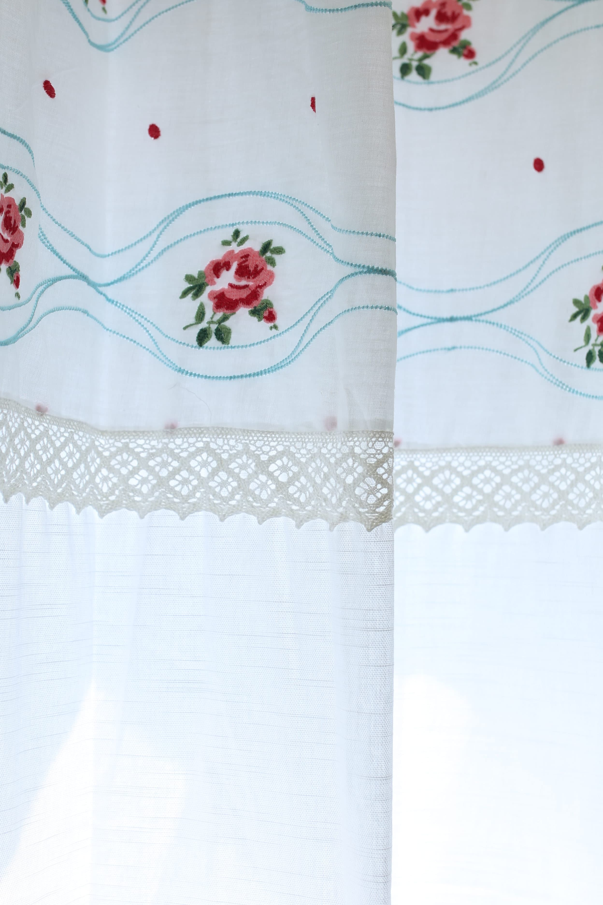 Curtains - cross stitch embroidery semi Transparent curtains