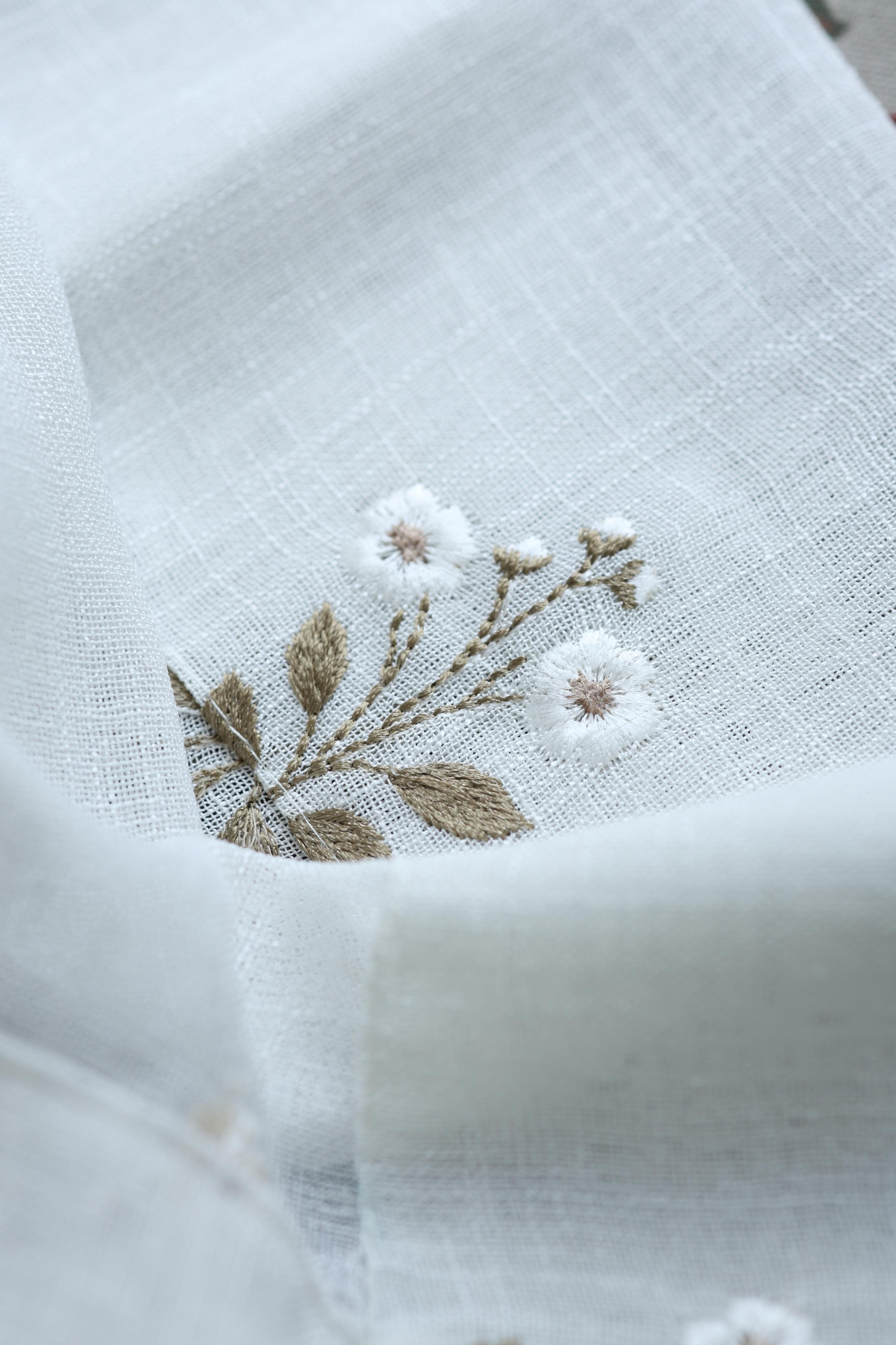 Ivory Floral embroidery sheer Curtain
