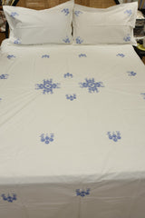 Premium Hand Embroidery Cotton King Size Bedsheet Set with 2 Pillow Covers HEK