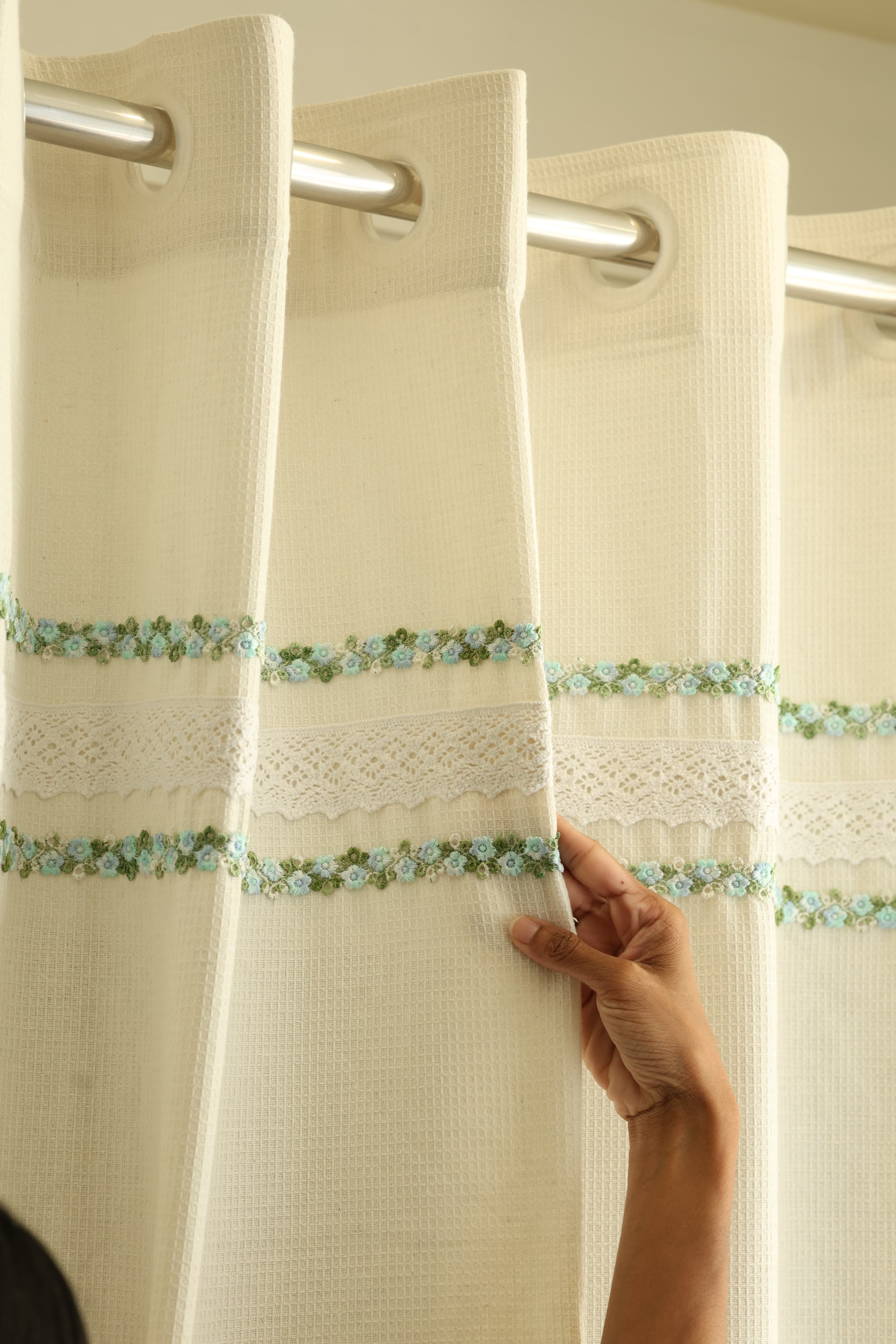Embroidery Opaque Curtain Rainbow