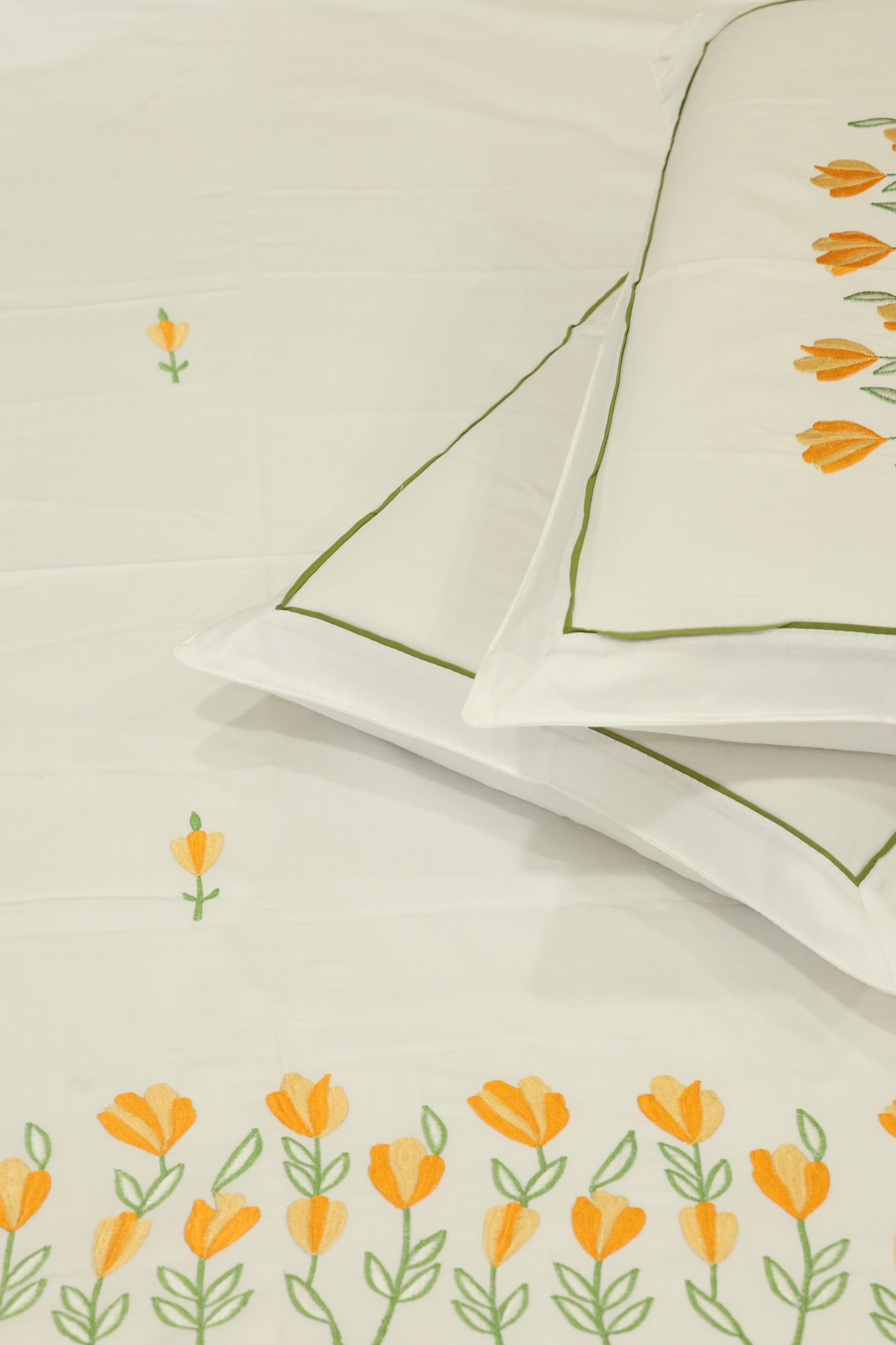 King Size Premium Machine Embroidery Bedsheet Set with 2 Pillow Covers (108x108")