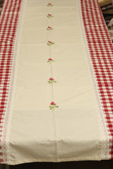 Table cloths - 8 Seater cross stitch embroidery Red check