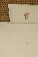 Bedsheets - single premium machine embroidery White bedsheets