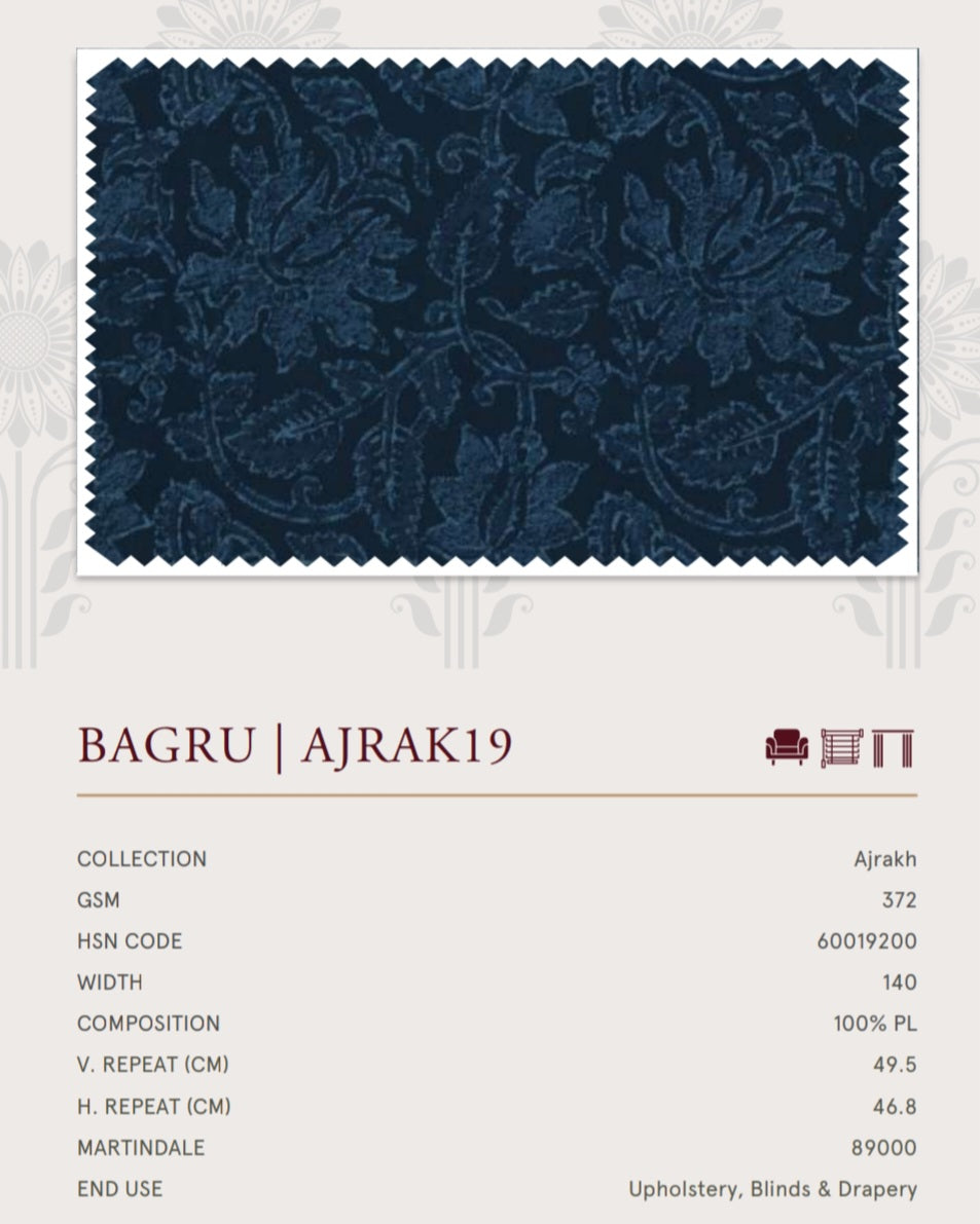 Upholstery fabrics -Ajrakh(Bagru)