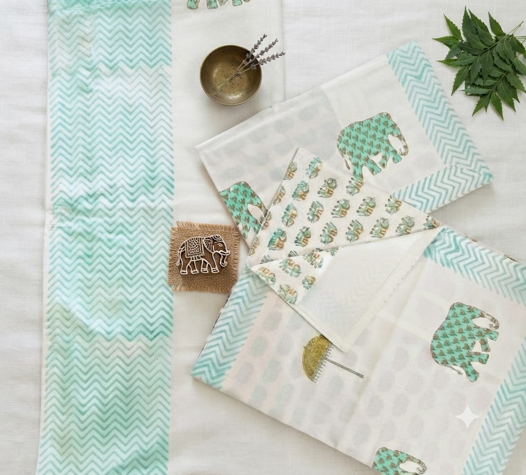 Bedsheets - King Percale cotton handblock bedsheets