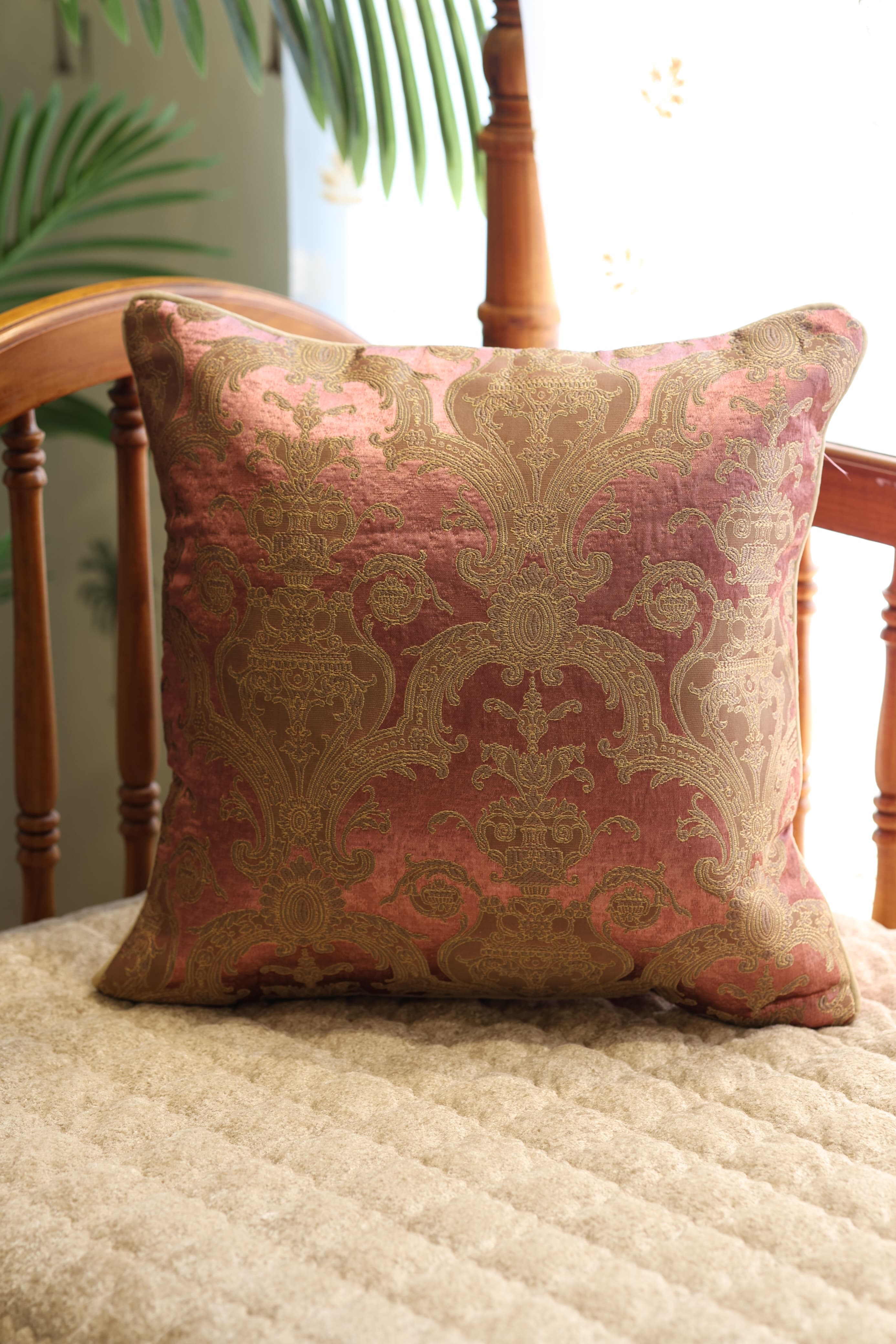 Festive Brocade Damask Cushion Cover