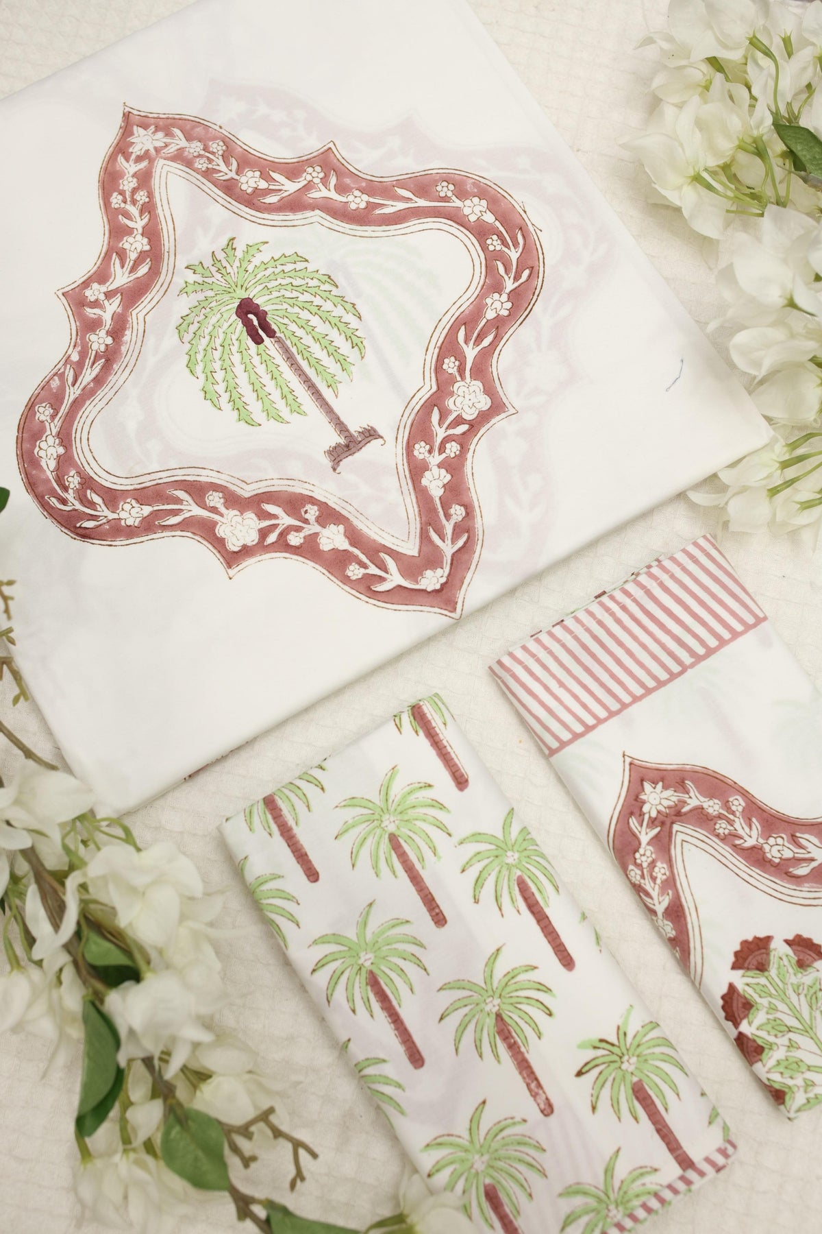 Bedsheets-King Percale handblock cotton bedsheets