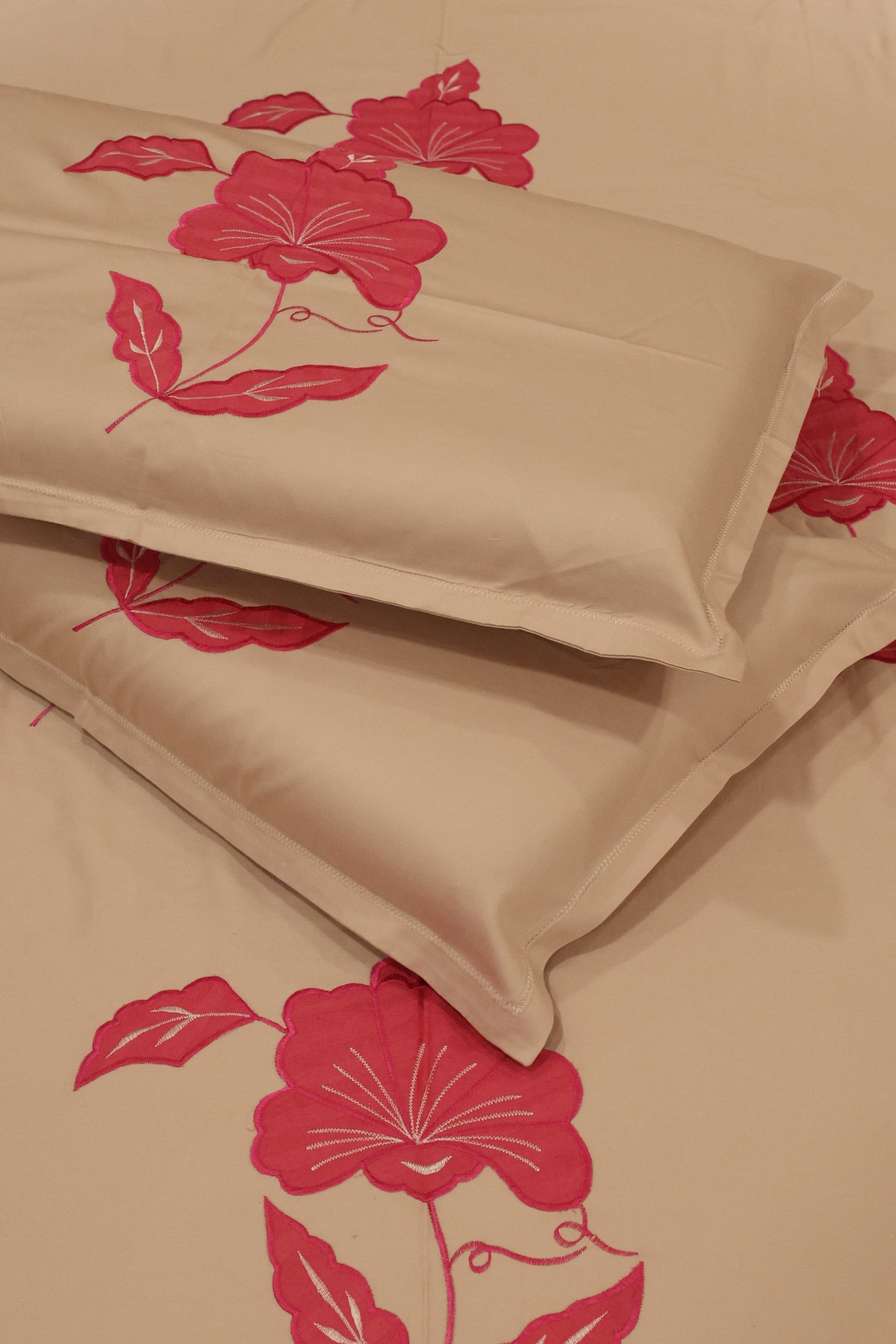 King Size Premium Machine Embroidery Bedsheet Set with 2 Pillow Covers (108x108")