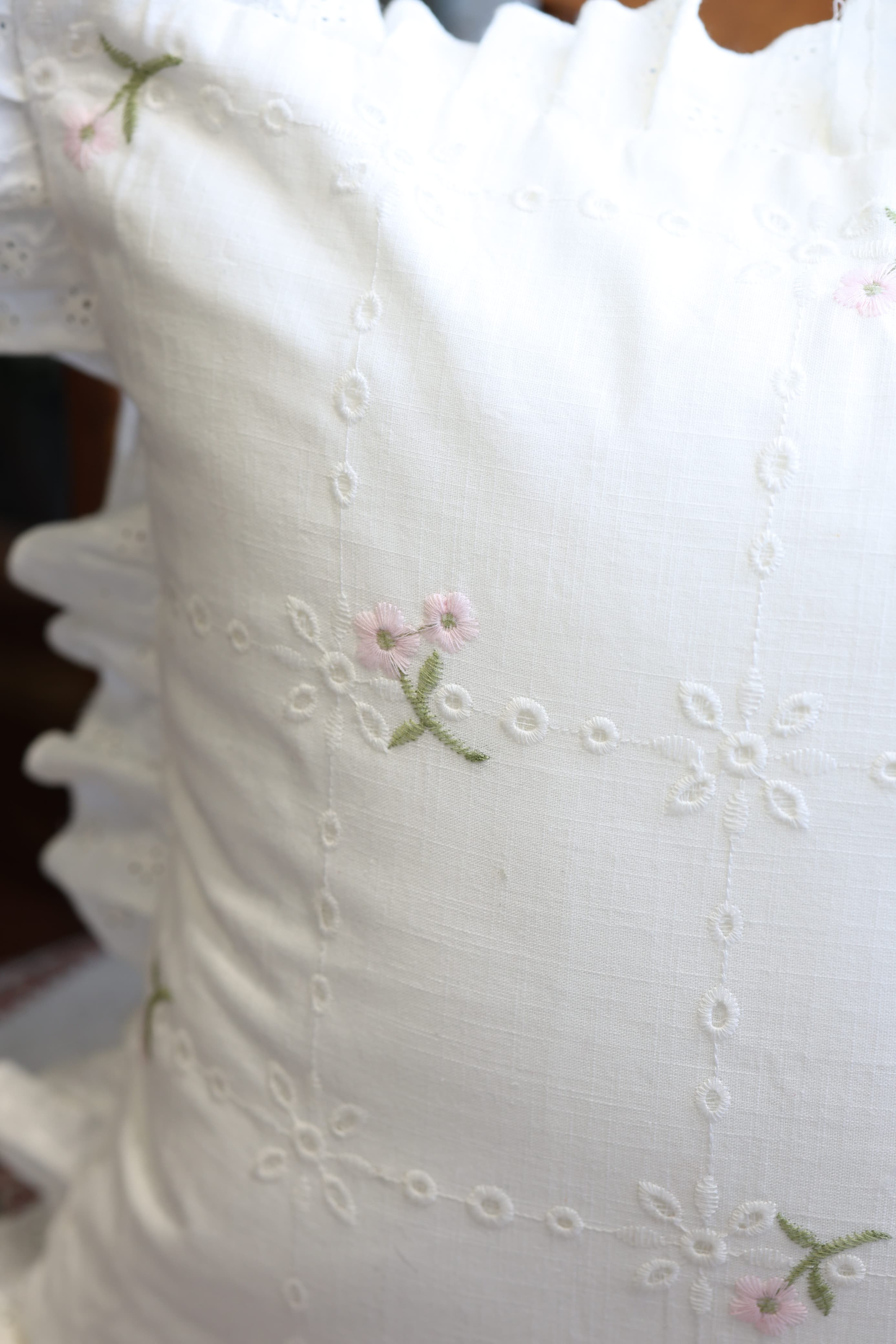 Cushion covers - Embroidery pink meadow petal 12*12 inches