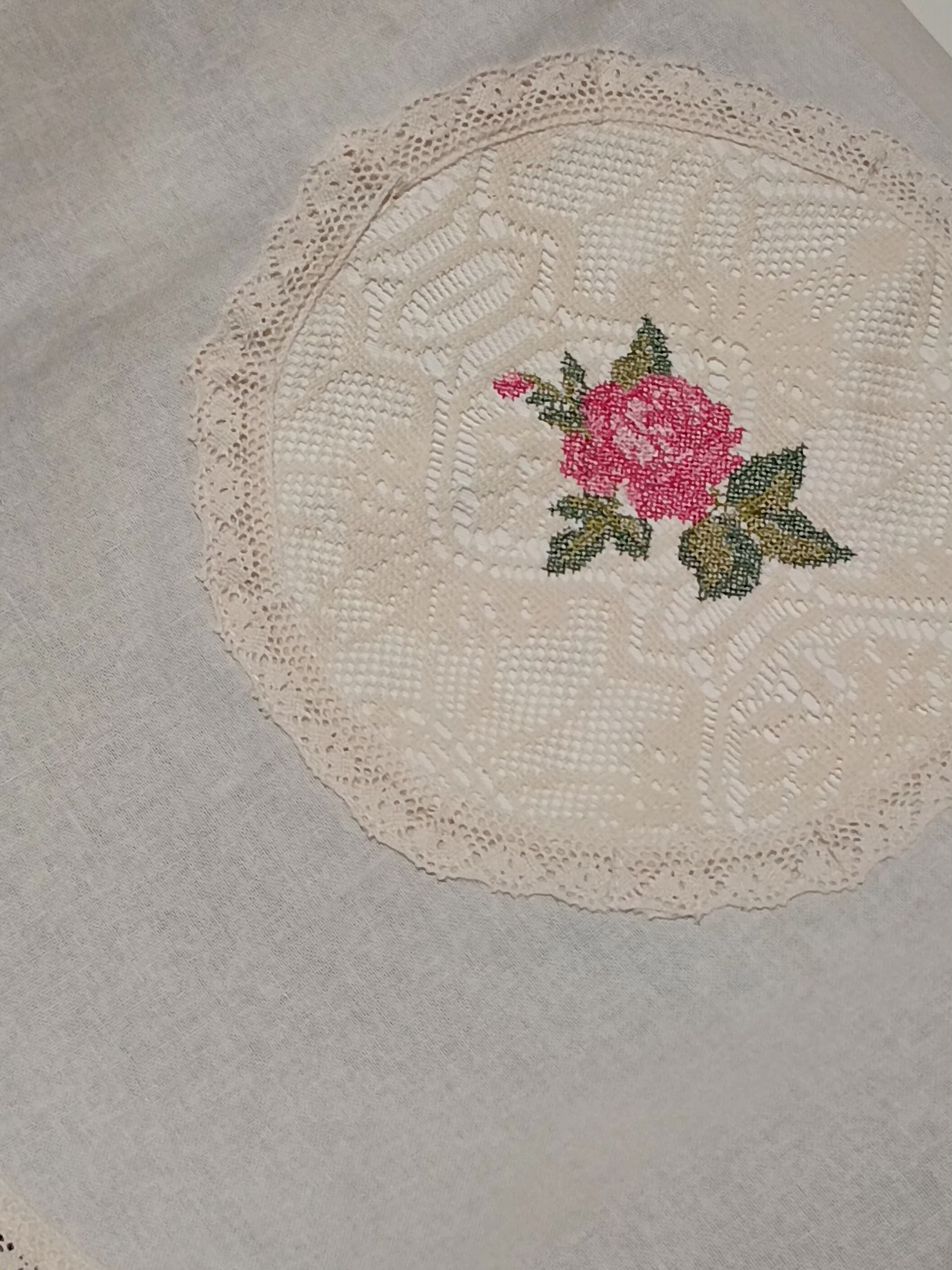 Chair back / sofa back - cross stitch embroidery single pieces Cottage Rose Collection