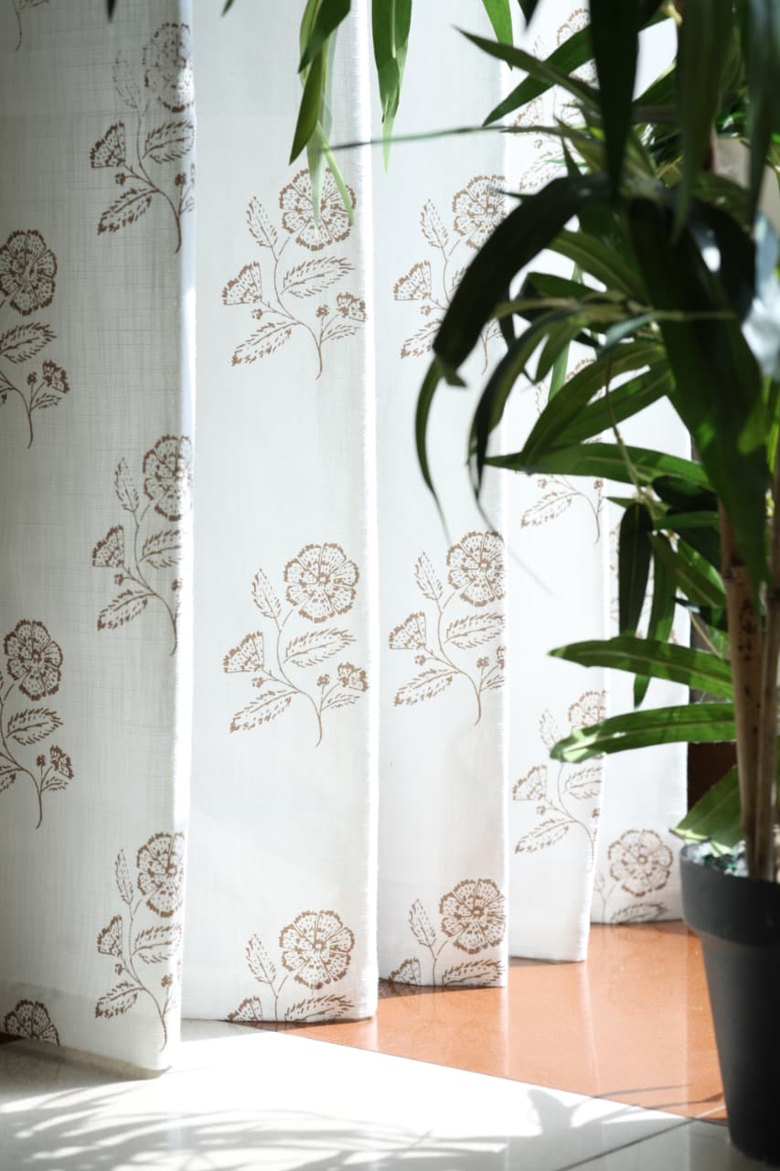 Curtains - Rustic Wildflower Printed Opaque Curtain