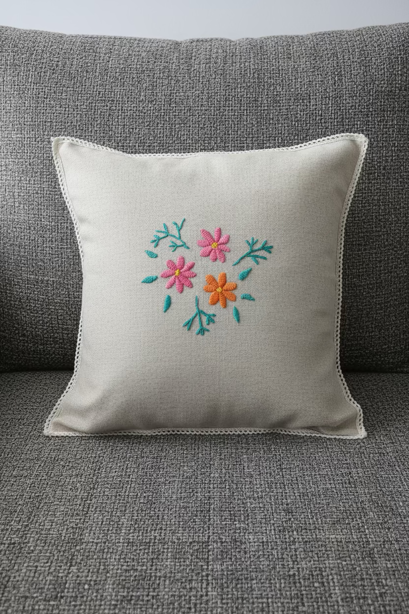 Cushion cover : (Embroidery) 16×16