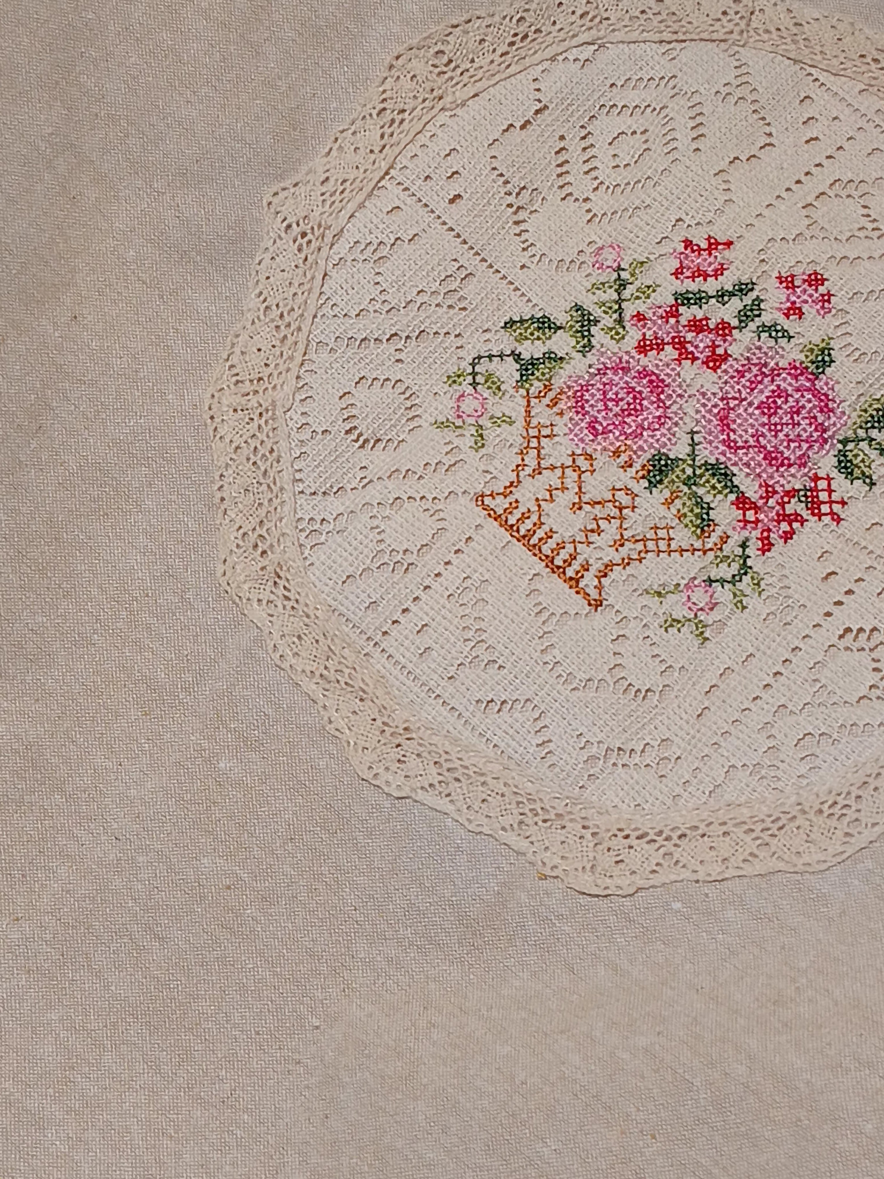Chair back / sofa back - cross stitch embroidery 5 seater Cottage Rose Collection