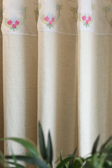 Curtains - Embroidery designer opaque curtains Three roses