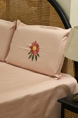 Injiri Premium Opaque Embroidery Curtain - Earth Pastel Botanical Leaf Motif