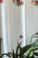 Curtains-Cross stitch embroidery curtains off white base clearance sale