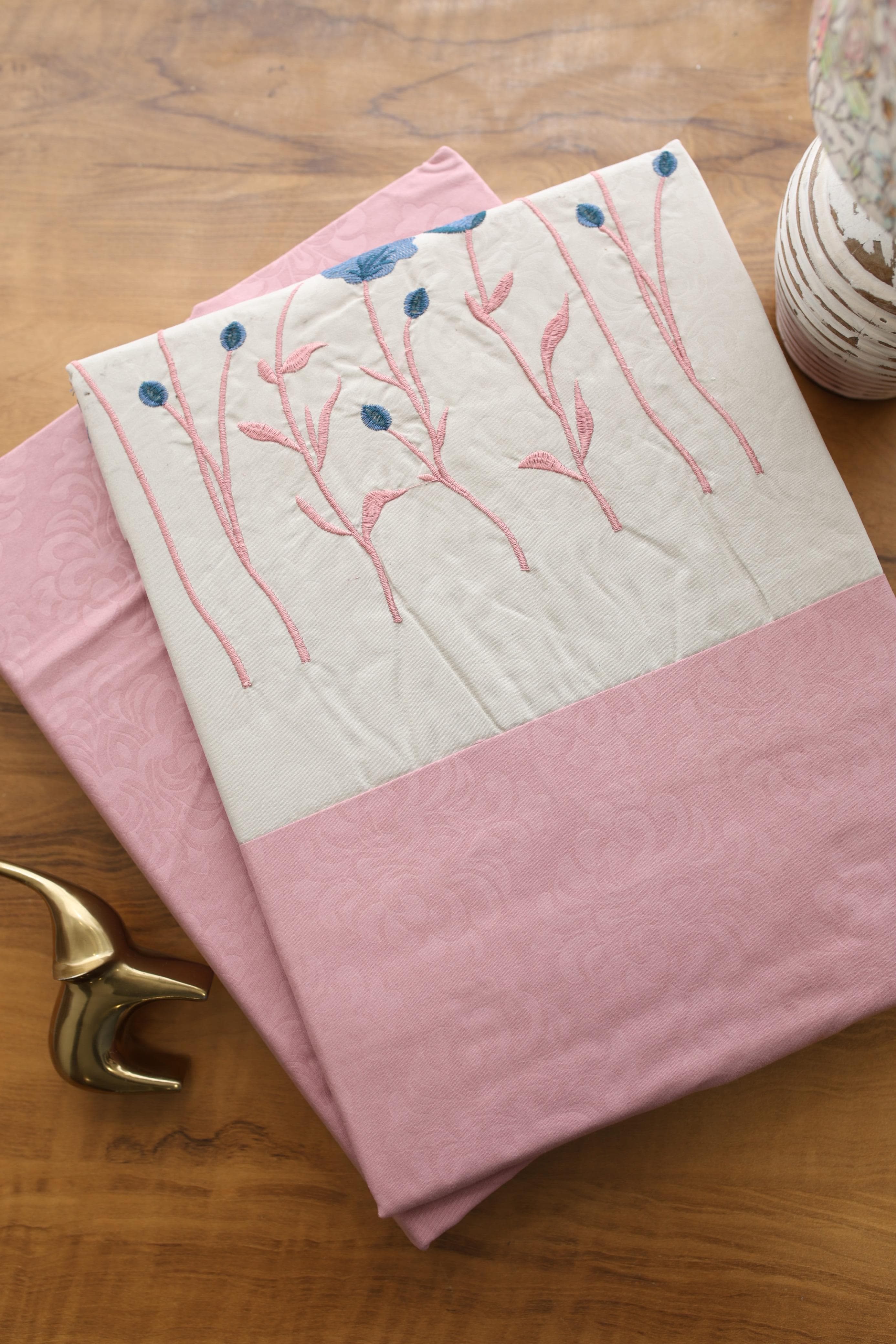 Elegant Floral Embroidery King Bedsheet Set Caspian