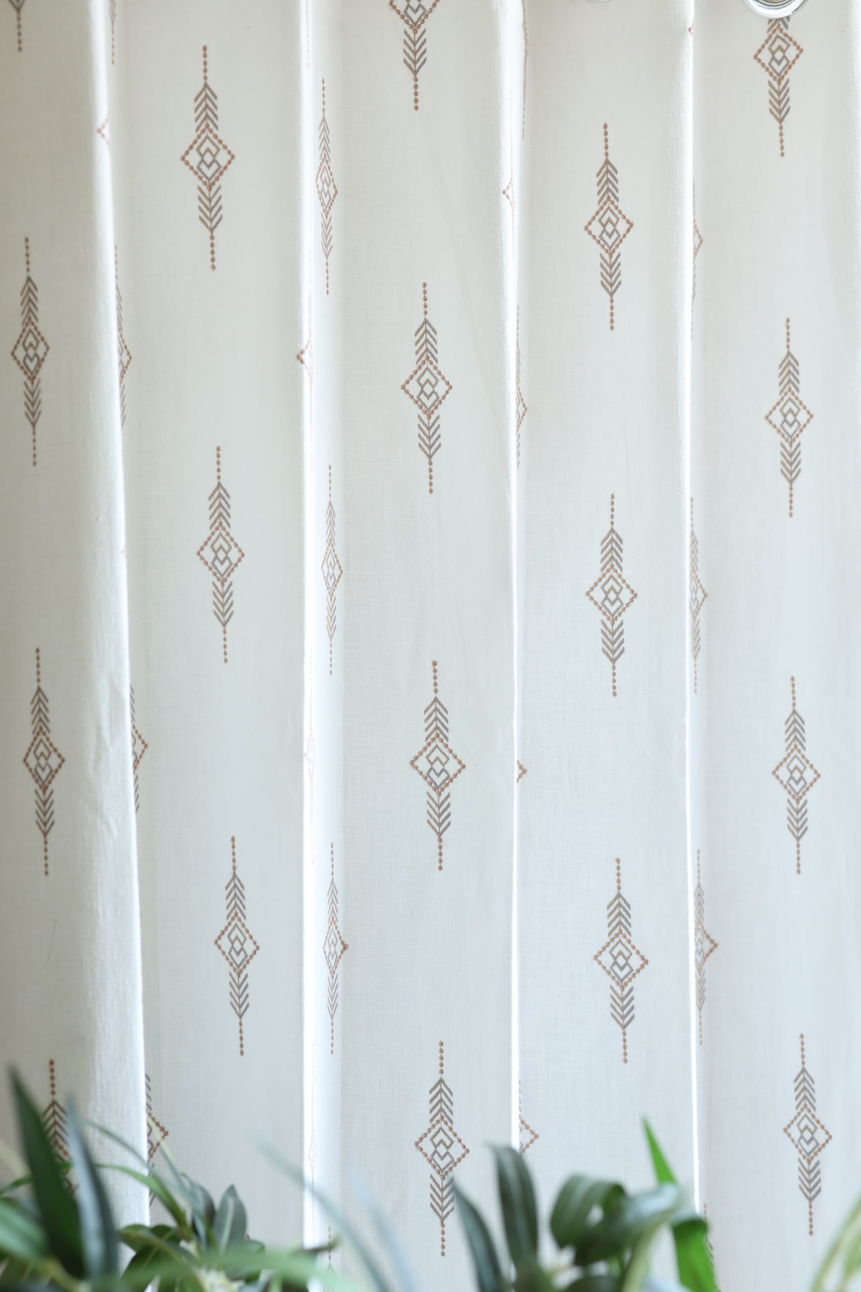Premium Embroidery Opaque Curtain – Geometric Diamond Pattern   Prebooking