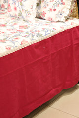 Bedsheets - Premium king floral printed lace bedsheet with cushion covers rosebud