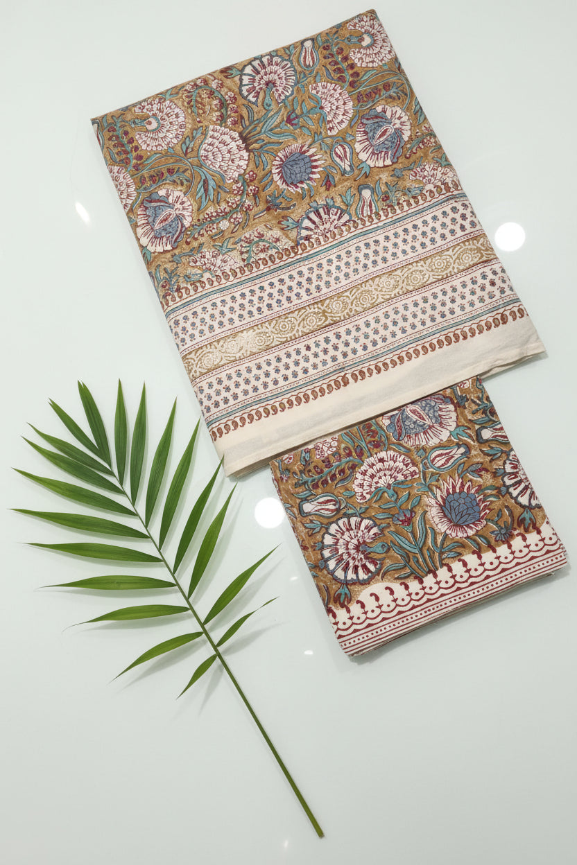 Mugal Bedsheets - King premium handblock print cotton bedsheets
