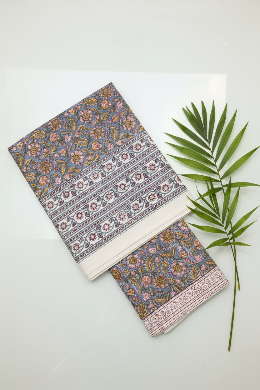 Mugal Bedsheets - King premium handblock print cotton bedsheets