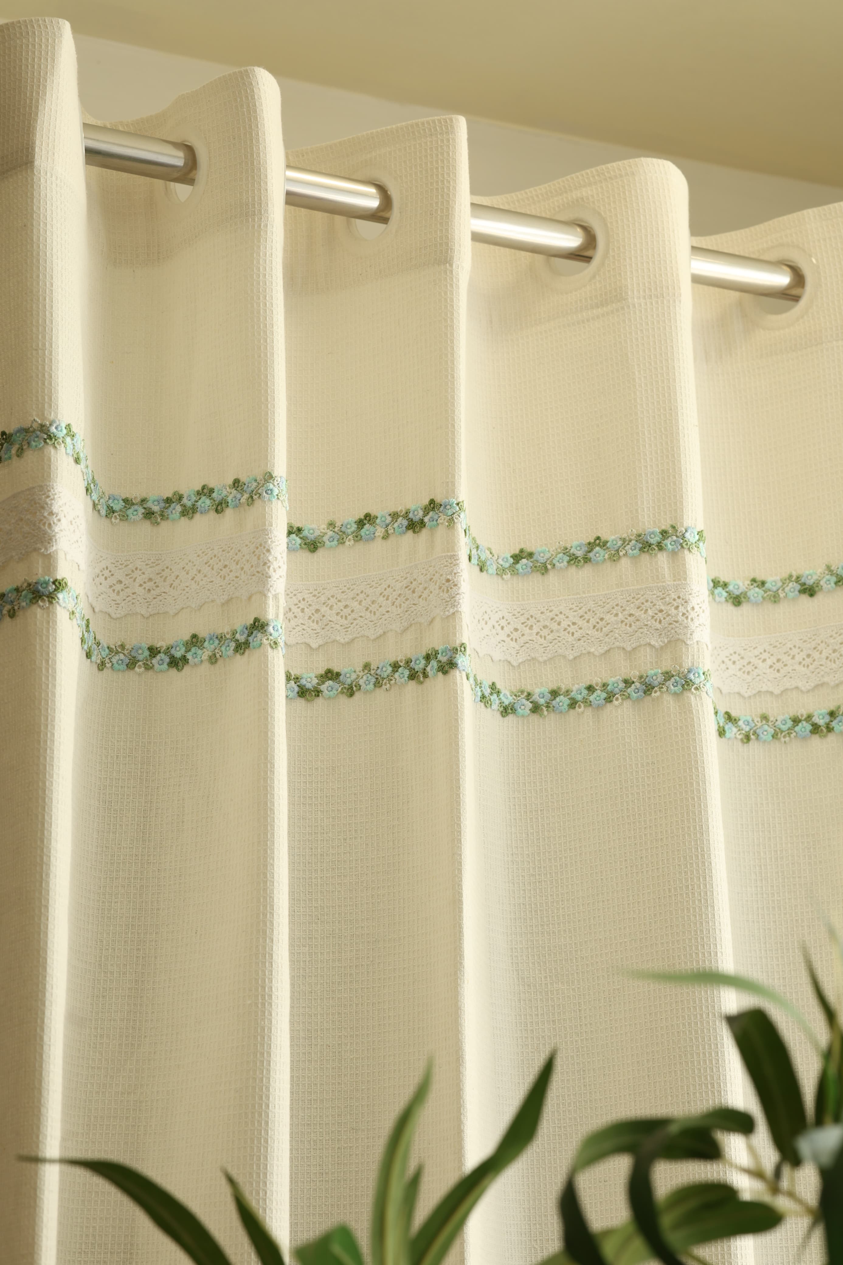 Embroidery Opaque Curtain Rainbow