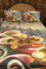 Christmas 7D Panel Print King Size Bedsheet Set - Xmas edition