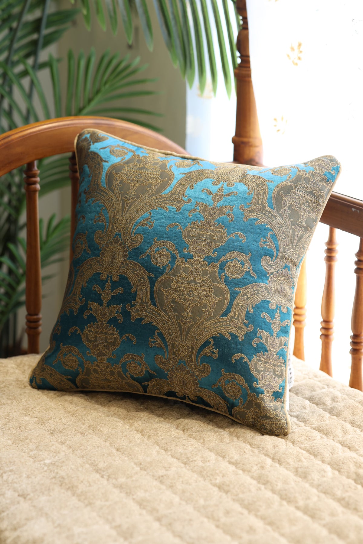 Festive Brocade Damask Cushion Cover