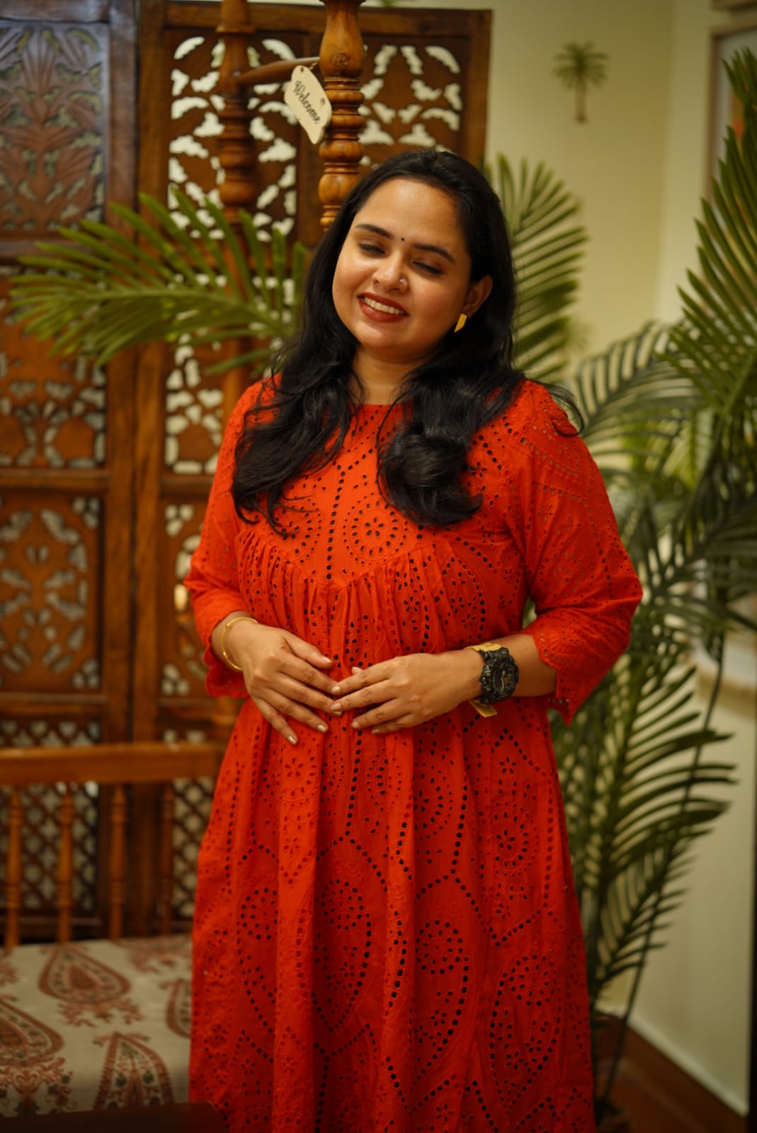 Red Hackoba Kurti Dress - Ready