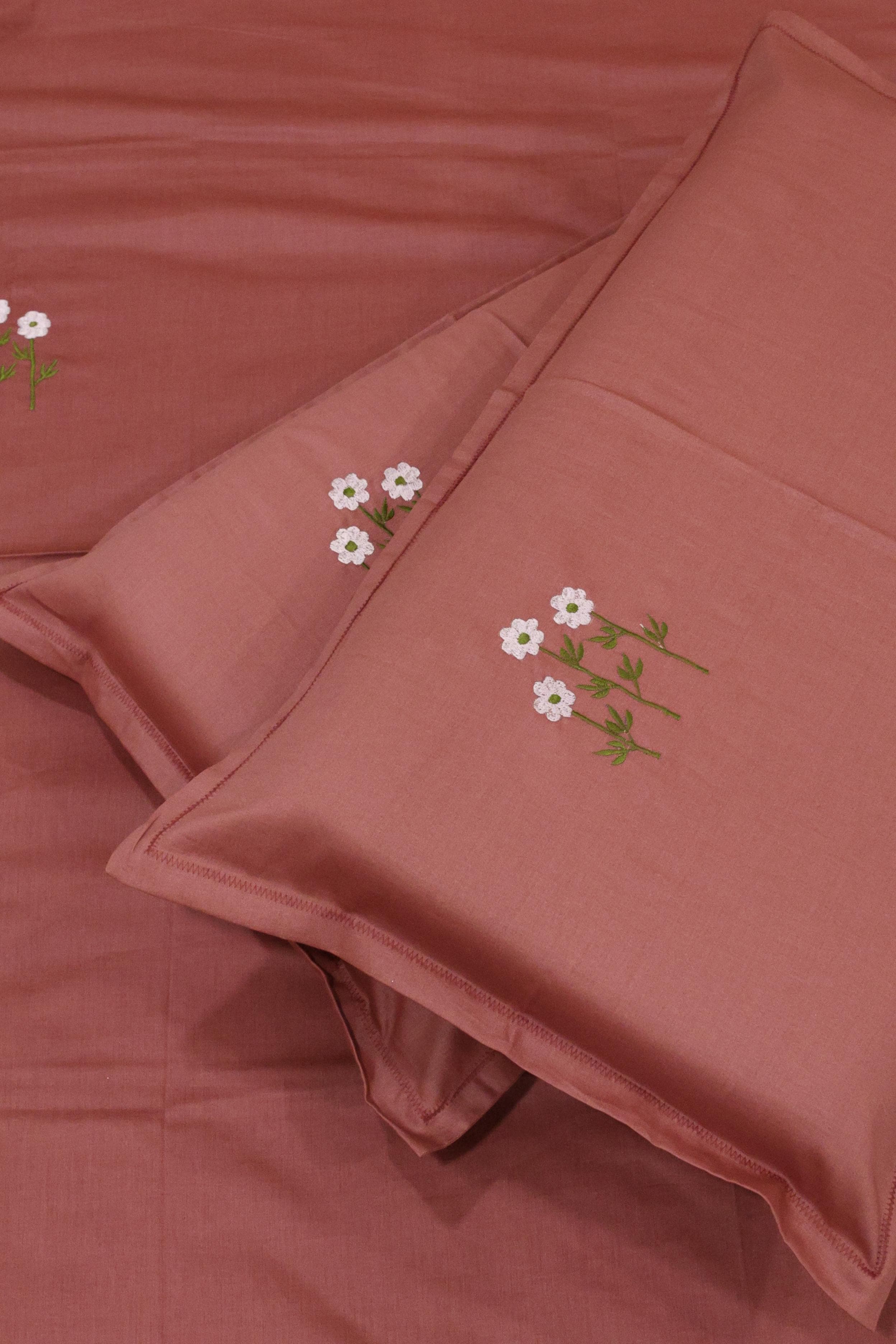 King Size Premium Machine Embroidery Bedsheet Set with 2 Pillow Covers (108x108")