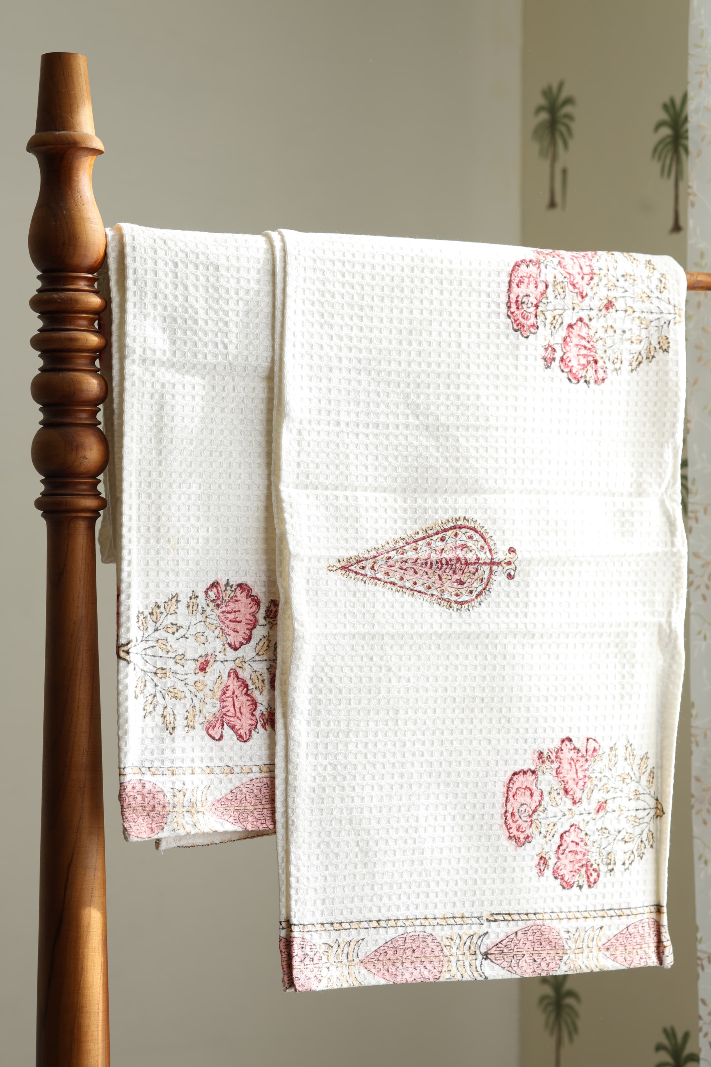 Towels - Waffle Handblock print Towel Set